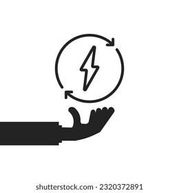 black hand like simple control electricity saving icon. flat style trend modern sustainability logotype graphic art design element isolated on white. concept of abstract badge for energy esg product