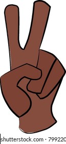 black hand making a peace sign