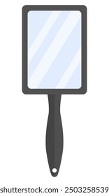 Icono de Vector plano de espejo de mano negro aislado sobre fondo blanco.
