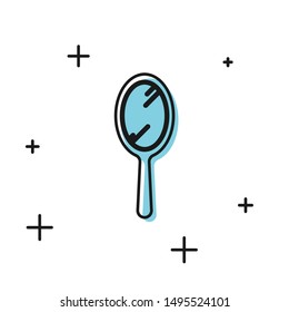 Black Hand mirror icon isolated on white background.  Vector Illustration