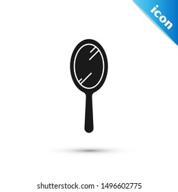 Black Hand mirror icon isolated on white background.  Vector Illustration