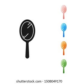 Black Hand mirror icon isolated on white background. Set icons colorful. Vector Illustration
