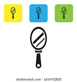 Black Hand mirror icon isolated on white background. Set icons colorful square buttons. Vector Illustration