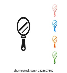 Black Hand mirror icon isolated on white background. Set icons colorful. Vector Illustration