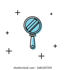 Icono de espejo de mano negra aislado en fondo blanco. Ilustración vectorial