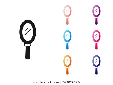 Black Hand mirror icon isolated on white background. Set icons colorful. Vector