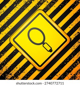 Black Hand mirror icon isolated on yellow background. Warning sign. Vector