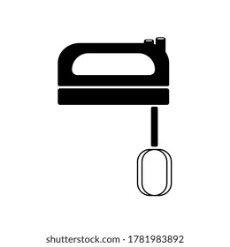 Black hand mixer icon in flat style