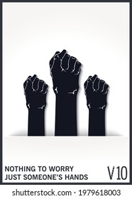 The black hand of a monster from the gap shows a gesture of struggle and resistance. Clenched fist. Vector mock-up for design. 