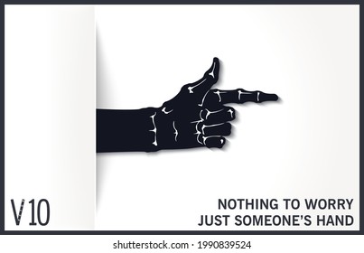 Black hand of a monster points direction with a finger. Simple flat style. Modern template. Vector design elements 