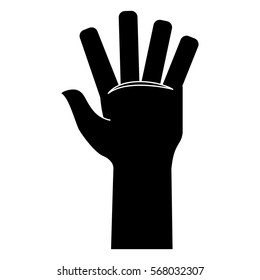 Black hand open image icon design, vector illustration