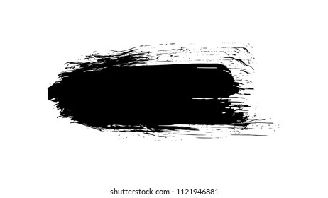 Black hand painted brush stroke. Vector.