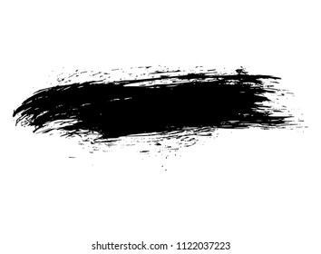 Black hand painted brush stroke on white background. Vector.