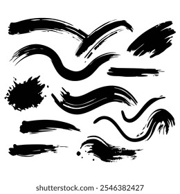 Black hand painted brush strokes
