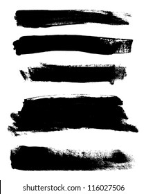 Black hand painted vector abstract brush strokes collection