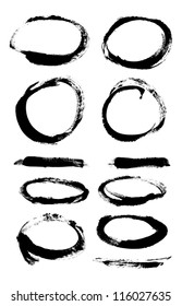 Black hand painted vector abstract brush strokes  and circles collection