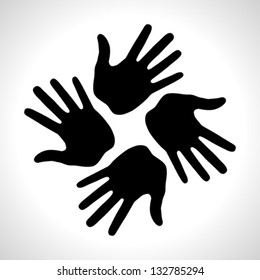 Black Hand Print Icon, Vector Illustration Logo