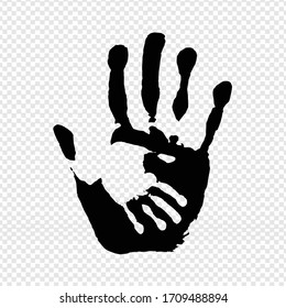 Black Hand Print Isolated Transparent Background, Vector Illustration