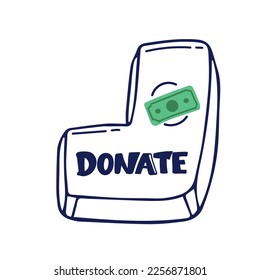 black hand push on donate button. flat style trend modern simple logotype graphic art design isolated on white background. concept of beneficence sign or financial sponsorship for human rights
