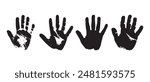 Black hand right and left human icon concept print design.