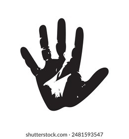 Black hand right and left human icon concept print design.