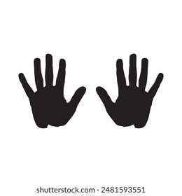 Black hand right and left human icon concept print design.