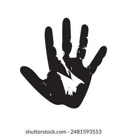 Black hand right and left human icon concept print design.