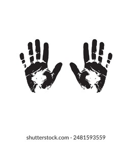 Black hand right and left human icon concept print design.
