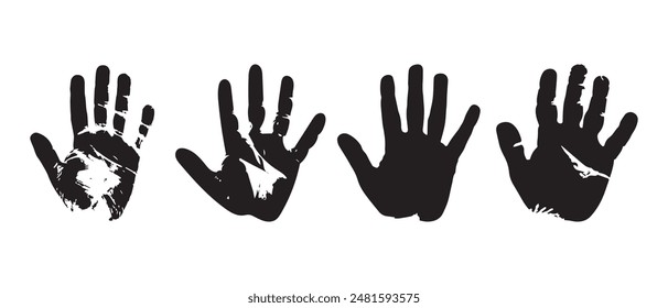 Black hand right and left human icon concept print design.