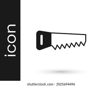 Black Hand saw icon isolated on white background.  Vector