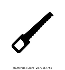 Black Hand saw silhouette vector illustration on white background.