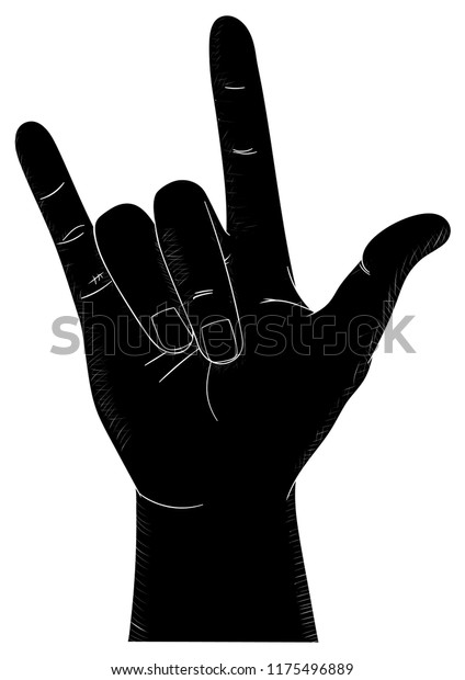 Black Hand Sign Rock N Roll Stock Vector (Royalty Free) 1175496889 ...