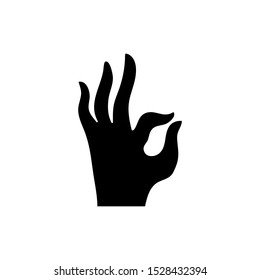 Black hand silhouette hand gesture agree or okay