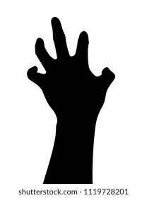 Black Hand Silhouette, Hand Gesture Reach Up or Awaken From The Grave, Vector Illustration
