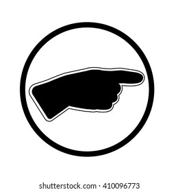 Black hand silhouette with pointing finger. Vector direction sign