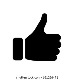 Black hand silhouette with thumb up. Gesture of like, agree, yes, approval or encouragement. Simple flat vector illustration.