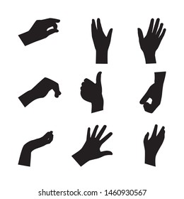 Black Hand Silhouettes Fingers Set Different Stock Vector (Royalty Free ...