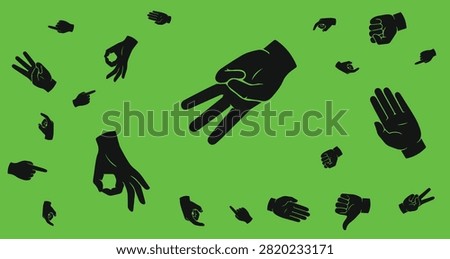 black hand silhouettes on green background representing unity cooperation and social engagement for collaborative and communal themes