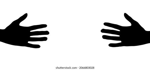 Black hand silhouettes on white background illustration