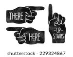 Black hand silhouettes with pointing finger. Navigation signs