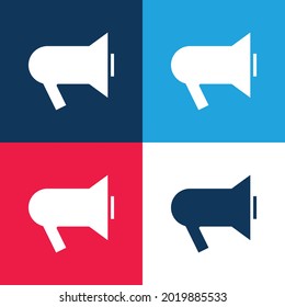 Schwarze Hand Lautsprecher blau und rot - Minimaler Icon-Satz für vier Farben