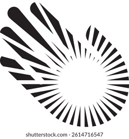 A black hand with sunshine vector logo or icon