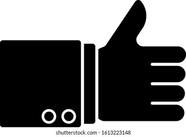 Black Hand thumb up icon isolated on white background.  Vector Illustration