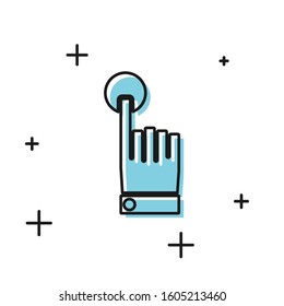 Black Hand touch and tap gesture icon isolated on white background. Click here, finger, touch, pointer, cursor, mouse symbol.  Vector Illustration