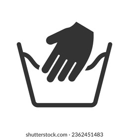 Black Hand wash Laundry symbols Vector Icon, laundry vector icon for web design and marketing isolated on white background.