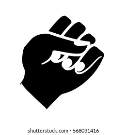 black hand weilding female defense, vector illustration design