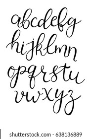 Black hand written alphabet isolated on white background. Vector illustration.