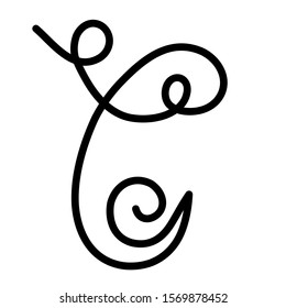 Black hand written monogram capital letter C on a white isolated background