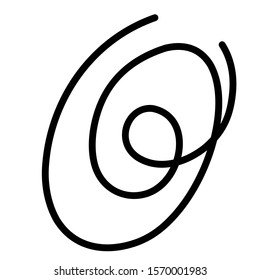 Black hand written monogram capital letter O on a white isolated background