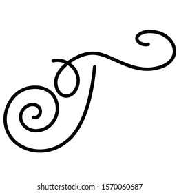 Black hand written monogram capital letter T on a white isolated background